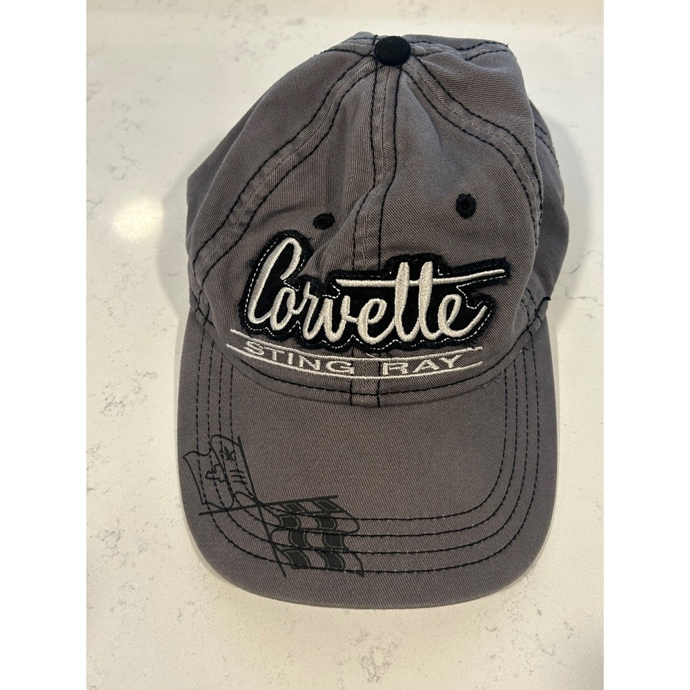 Corvette Sting Ray Hat H3 Headwear Gray Embroidered Snapback Baseball Cap GM